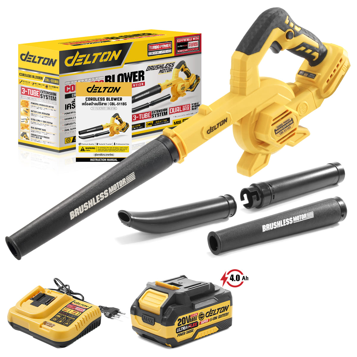 เครื่องเป่าลมไร้สาย (พร้อมแบตเตอรี่) DELTON รุ่น CBL-511BS ULTRAFLEX 20V 4AH_1